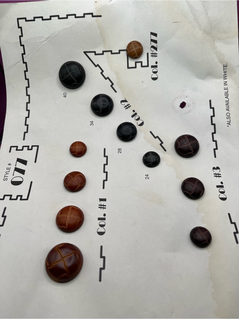 Vintage Mixed Leather-Look Buttons in Brown and Black - Button Card